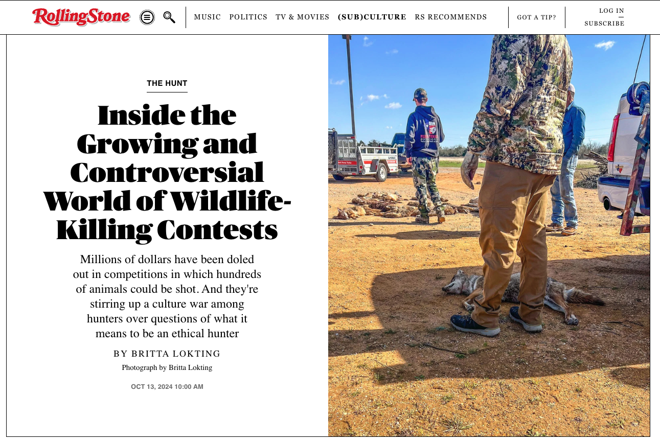 Rolling Stone Inside the Growing and Controversial World of Wildlife